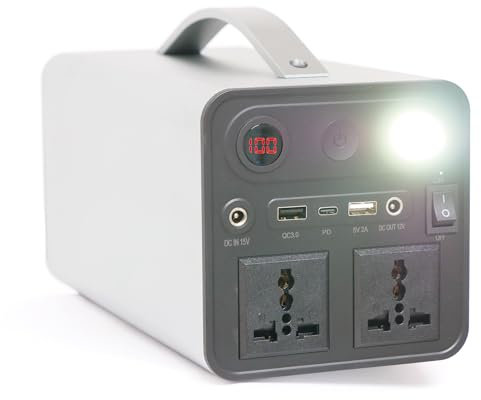 Generador Solar Portátil, AC/DC/USB, Batería de Litio, Larga duración, Cargador, Acumulador, Almacenamiento Suministro de Energía para Emergencia, Viaje, Estación de energía (298Wh)