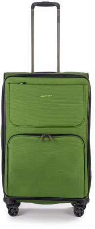 Stratic Bendigo Light + Koffer Weichschale Reisekoffer Trolley Rollkoffer mittelgroß, TSA Kofferschloss, 4 Rollen, Erweiterbar, Größe M, Grün