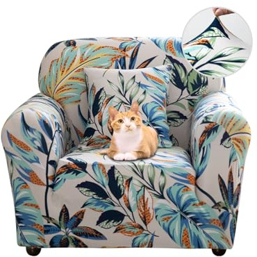 Jaotto Funda para Sofa 1 Plazas Funda Cubre Sofa Ajustable Fundas de Sofá Elasticas Extraíbles Lavables Antideslizante Protector Cubiertas de Sofá con Brazos de Sala de Estar,Kolora Folio