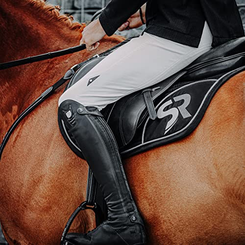 SUNRIDE Springschabracke für Pferde - Mesh-Material als zusätzliche Belüftung gegen Hitzestau, pflegeleicht und formbeständig (Pony, schwarz/grau)