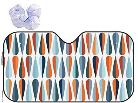 TOPUNY Pare-soleil pliable pour fenêtre avant de voiture - Style rétro moderne - Avec motifs de gouttes