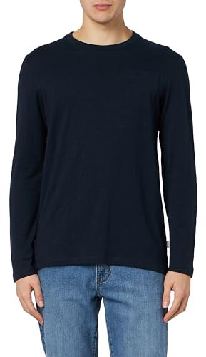 s.Oliver Herren 2138668 Langarmshirt mit Flammgarnstruktur, 5978 blau, L