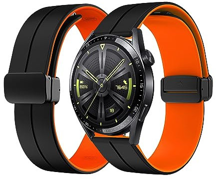 Silikon Armband für Huawei Watch GT2 46mm Magnetisch Armband 22mm Ersatzarmband Sport Silikon Weiches Armbänder mit Herren Damen Sportarmband mit Huawei Watch GT 2 46mm Ersatzband (5,22MM)