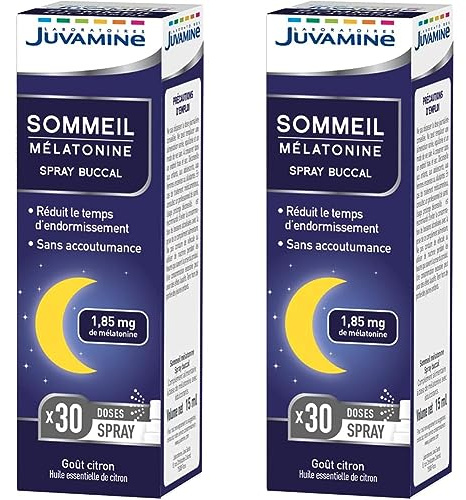 JUVAMINE - Spray Buccal Sommeil Mélatonine 15Ml - Goût Citron - Equivalent 30 doses (Lot de 2)