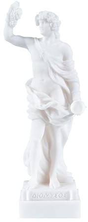 Dionysos Statue Bacchus griechischer Gott des Weins Traubenernte Alabaster Skulptur 16 cm