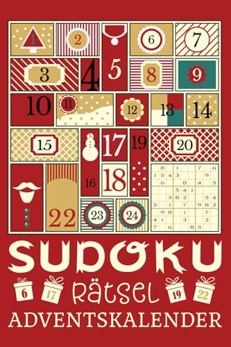 Sudoku Rätsel-Adventskalender: 24 Tage Adventskalender zum Knobeln | Mini Buchadventskalender im A6 Format – Kleinigkeit zum verschenken | Sudokubuch ... für Jugendliche & Erwachsene (German Edition)