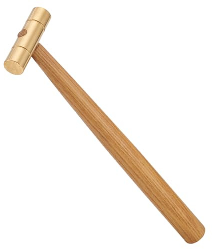 BENECREAT Marteau à Tête en Laiton, Marteau de Bijoux de 22 cm avec Manche en Bois Dur pour la Fabrication Artisanale de Bijoux