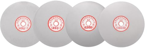 sourcing map Lot de 4 disques de ponçage diamant de 150 mm, grain 600/800/1200/3000, trou de tige de 1,27 cm, disques de polissage plats pour pierre précieuse, carrelage, verre, pierre, métal