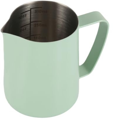 Dianoo Milk Frothing Pitcher, 350ml Stainless Steel Espresso Steaming Pitcher, Milk Frother Cup For Coffee Cappuccino With Measurement Scale, Green