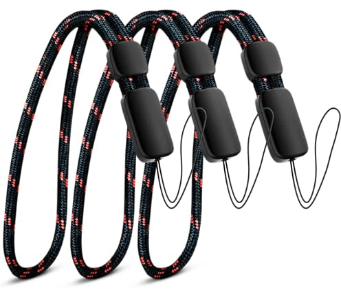 Empire Dragonne de poignet réglable pour clés de voiture, appareils photo, GoPro, porte-clés, téléphone, consoles de jeux portables et plus encore, Lot de 3 sangles de doigt rouges, taille unique