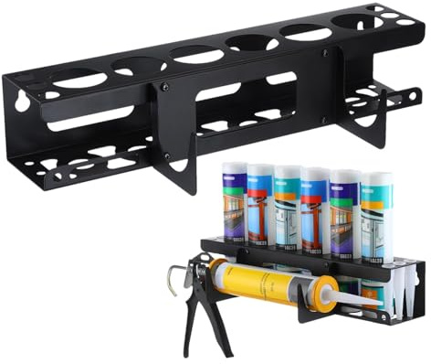 Hailerio Silicone Tube Storage Holder, 6-Tube Caulking Rack, Black, 15.94x3.35x3.54in, DIY & Aerosol Product Storage