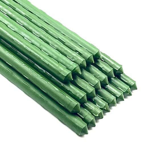Garden Plant Stakes 48 Inch 4Ft Tomato Stakes, 20 Pack Steel Plant Stick Support for Growing Climbing Plants, Garden Fences Poles