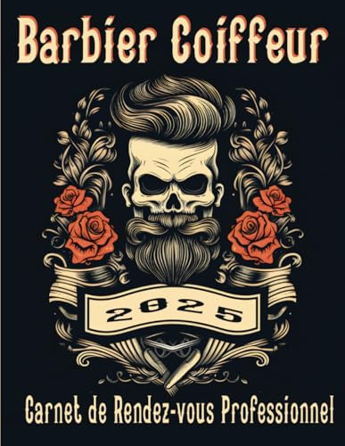 Barbier Coiffeur 2025 Carnet de Rendez-vous Professionnel: Agenda professionnel année civile Barber / 248 pages grand format / Du lundi au Dimanche ... 15 minutes de 8h à 22h / Espace Fournisseurs