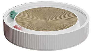 Zhaoj24-05 Kratzpappe für Katzen Rundes Katzenkratzbrett mit Kugel, multifunktionales Spielzeug, Katzenkratzer, lustig, kann Nest for Katzen ersetzen Kratzpappe für Katzen，Kratzbrett Katzen(Weiß)