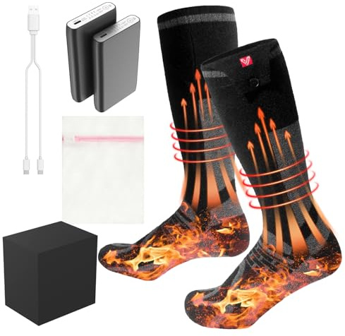2026 10000Mah up to 17 Hours Lasting Heated Socks for Men Women Winter Outdoor Fishing Camping Skating Cycling Hunting Rechargeable Electric Heating Warming Unisex Gifts for Outdoor Enthusiasts