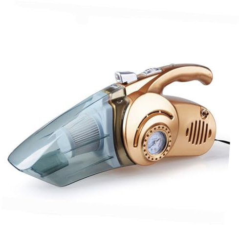 Genérico 12v Aspiradora Portátil para Coche Aspirador De Mano Seco y Húmedo con Potente Succión y Luz Led para Limpiar El Interior del Vehículo Dorado