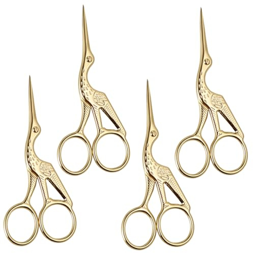FHSKUNYU 4 stycken, broderisax, handarbetssax, guld, rostfritt stål spetssax för broderi, sömnad, gör-det-själv, vardag, 9,3 cm x 2 + 11,6 cm x 2