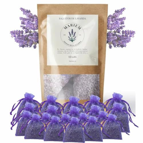 Sacchetti Profumati alla LavandaMariem – 20x Sacchetti di Lavanda Essiccata Naturale – Profumatori per Armadi, Cassetti e Vestiti – Made in Spain