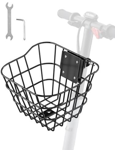 VEVOR Cestino Anteriore per Bici Monopattino Elettrico, Accessori con Staffa Fissa e Portata 9 kg, Cestino in Acciaio Solido per Trasportare Animali Frutta Alimentari, 245 x 215 x 180 mm