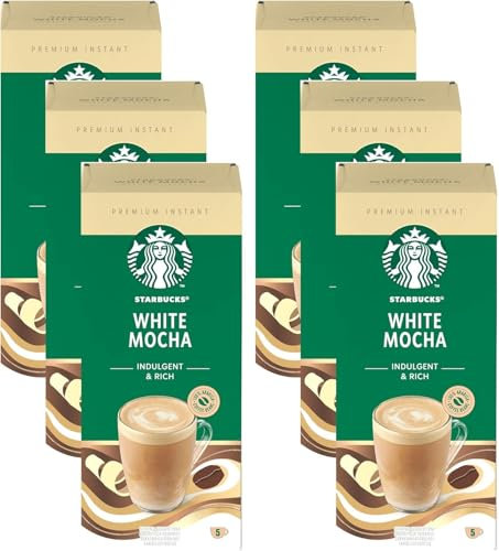 Starbucks White Mocha x5 Premium Instant Coffee Sachets - Pack of 6 (Total 30 Sachets) Rich White Chocolate Taste