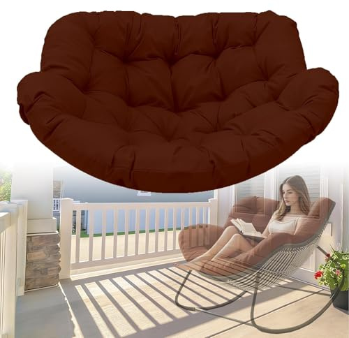DLLDLGG Coussin De Chaise À Bascule Papasan, Coussin De Chaise Longue en Rotin Et Osier, Coussin Épais avec Attaches pour Patio Véranda Fauteuil À Bascule Royal(Coussin Uniquement)
