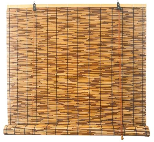 Sunshade Bamboo Roller Blind 60 80 90 100 120 Cm Wide Natural Reed Curtain Privacy Screen Bamboo Shades, Anti-UV Outdoor Roller Blinds Shade With Lifter Roman Blinds For Kitchen Windows