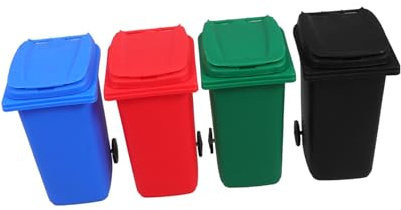 Veemoon Mini Poubelle Porte-crayons 4 Pièces Compactes En Plastique Avec Couvercle Ouvrant Et Roulettes, Bureau Décoratif Multifonction Pour Rangement Stylos Et Accessoires