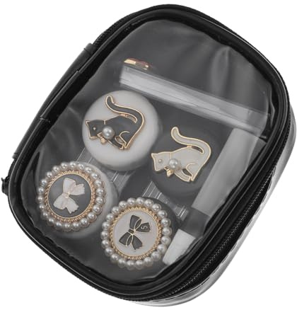 VALICLUD 1 Ensemble Étui à Lentilles de Contact Set Boîte de Rangement Étanche et Pratique pour Voyage Accessoires Organisateurs de Lentilles avec Support et Pince Modèle Chat Mignon