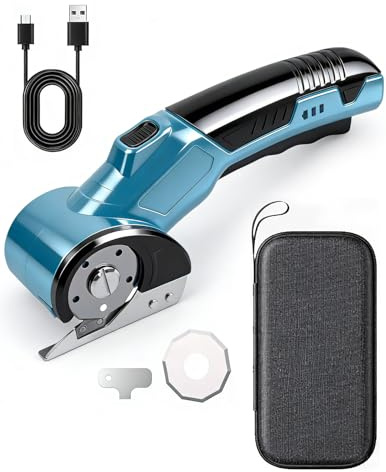 Forbici Elettriche, Taglierina Portatile per Cartone con Interruttore di Sicurezza, Taglierina Rotante a Batteria Ricaricabile con 320 giri/min Per Tagliare Pelle, Cartone, Tappeti, Feltro