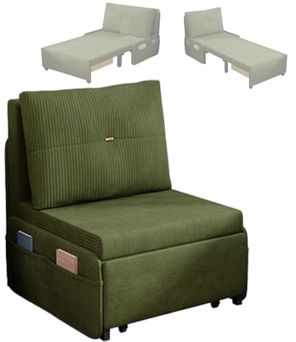 Schlafsessel Mit Bettkasten Chaiselongue Sofa Mit Rollen Schlaffunktion Kordgewebe, Versteckter Stauraumschublade Für Büro Oder Gästezimmer, 2 Größen(205 * 60 * 70CM)