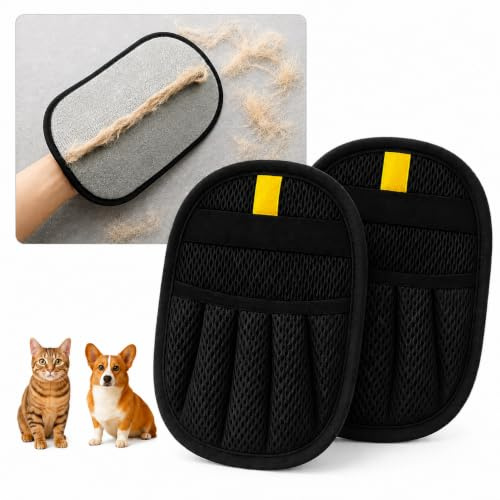 ZenithyrEn Quita Pelos Mascota 2 Piezas, Guante Quitapelos para Gatos y Perros con Efecto Electrostático, Lavable y Reutilizable, para Sofá, Ropa, Cama, Mantas y Textiles