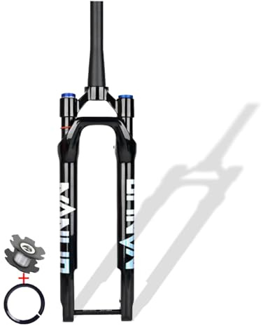 700C Gravel Bici Da Strada Forcella Ammortizzata 1-1/2 Conica Fuoristrada Freno A Disco Forcella Anteriore 60 Mm Corsa XC Forcella Ad Aria 100 X 12 Mm Perno Passante Bloccaggio Manuale(Schwarz)