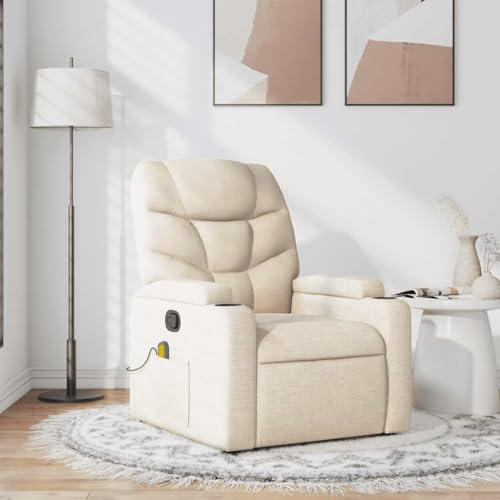 Frdhee Sillón de masaje TV Sillón Televisión,Silla de masaje Tela Crema,Para Sala de Estar Dormitorio Cine en Casa,Rápido De Montar