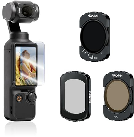 Rollei Magnetic Filter Set Compatible with DJI Osmo Pocket 3, 3-in-1 Filters ND 2-32 + CPL + Black Mist 1/4, with Optical Glass Nano Coatings, Screen Protector and Cleaning Cloth Included