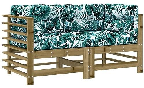 Mhdvray Ecksofa Outdoor Set 2er Set aus kesseldruckimprägniertem Kiefernholz 63,5 x 63,5 x 60 cm Latten-Design mit weichen Oxford-Kissen Modular loungesofa für Garten Terrasse Balkon