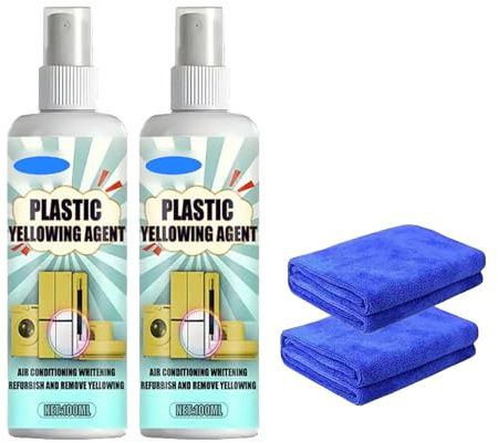 2 Stück Kunststoffreiniger, Kunststoffreiniger Fensterrahmen Weiß, Kunststoff Vergilbung Entferner Restaurator Spray für Klimaanlagen, Toilettensitze, Haushaltsgeräte & Oberflächen