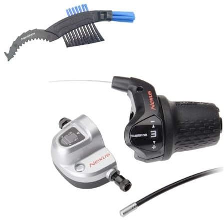 maxxi4you SHIMANO Nexus SL-3S42E Fahrrad Drehgriffschalter 3-Gang inkl. Schaltzug inkl Fahrrad Kettenbürste