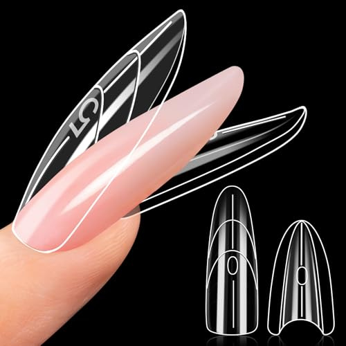 MELLIEX 240 stycken Sandwich Dual nagelform, transparent polygel naglar set nagelförlängning förlängning Sandwich Dual Tips naglar för manikyr salong DIY (oval)