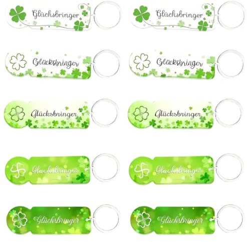PHMING 10 Pezzi Verde Portatile Portachiavi per Carrello Della Spesa | Gettone Carrello Spesa con Motivo di Fortuna, Porta Chiavi Personalizzato, Regalo Decorativo per Decorazioni, Auguri e Omaggi