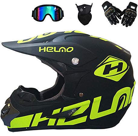 MRDEER® Motocross Helm Adult Off Road Helm Unisex Motorradhelm Cross Helme Schutzhelm ATV Helm für Männer Damen Sicherheit Schutz, mit Handschuhe Maske Brille,B,S