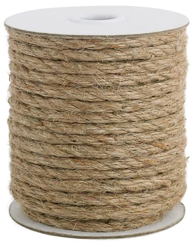 Vivifying 6mm Jute Rope, 66 Feet Natural Heavy Duty Brown Twine for Crafts, Cat Scratching Post, Gardening, Bundling and Hanging