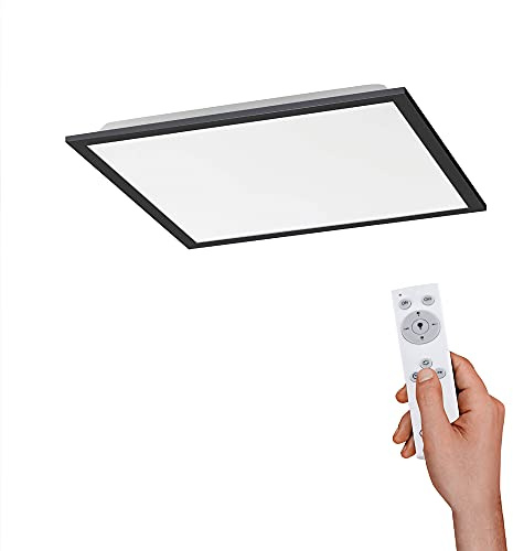 SellTec LED Panel Deckenleuchte schwarz dimmbar per Fernbedienung CCT 45cm | Dimmbar per Fernbedienung, CCT warmweiß – kaltweiß, Rahmen, Home Office