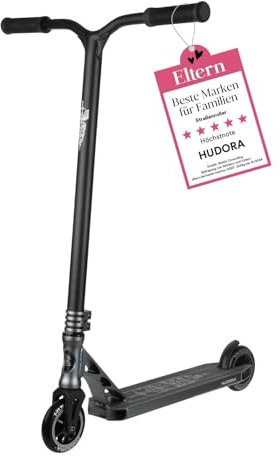 HUDORA Stunt Scooter 360 Pro - Hochwertiger Freestyle Stuntscooter mit verstärktem Oversize-Lenker - Sportlicher Scooter mit extremer Steifigkeit & 360 Grad Lenkung - Kickroller für bis zu 100kg