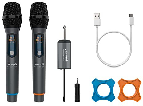 Audibax Missouri Free Hand Dual UHF Sistema de Micrófono Dinámico con Receptor Recargable