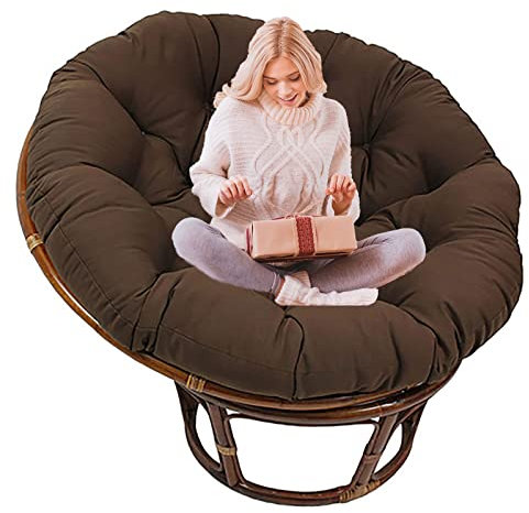 SRHWBF Papasan Sitzkissen Papasan Stuhlkissen Papasansessel Kissen mit Krawatten für Garten Camping extra großes bequemes Sitzkissen (NUR Kissen) (Coffee Ø180cm/70.8 in)