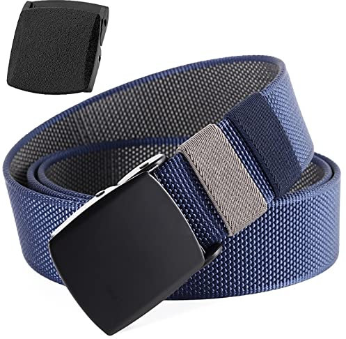 TENINE Gürtel für Herren Frauen, Herrengürtel Umkehrgürtel Doppelseitiger Muster Lässige Unisex Taktischer Gürtel Einstellbare Metall & YKK Schnallen, 1 Gürtel 2 Farben (Grau-Blau)