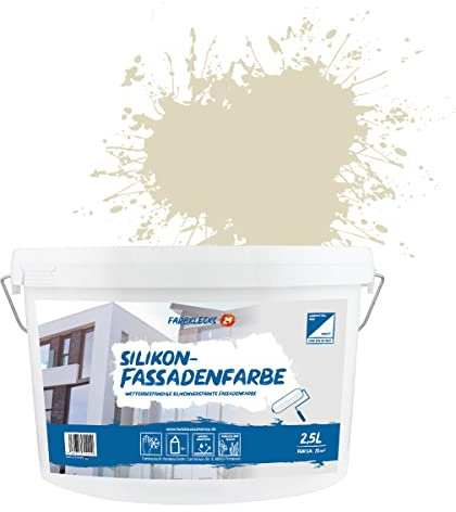 Farbklecks24 Silikon-Fassadenfarbe Color (versch. Größen/Farben) hohe Deckkraft, Wetterschutz, schmutzabweisend, (2,5L, Beige 1-1)