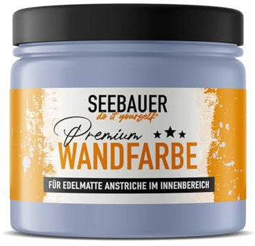 SEEBAUER diy Wandfarbe Lila 300ML für Innen (No. 909 Magic Lavender) Edelmatte Innenfarbe Lavendel - Violetttöne sehr hohe Deckkraft - Matt, Abwaschbar und Tropffrei