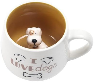 TENMEDARY Hunde Tasse 3D Tier Tassen Hundemotiv Keramik Süße Kaffee Becher Kleine Geschenk für Frauen Kinder Grandma (Hunde)