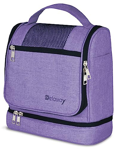 DELAWAY XXL Kulturbeutel zum Aufhängen [Design 2026] Große Kulturtasche für Damen, Herren mit Kofferhalterung und separatem Nassfach - Waschtasche für Männer & Frauen (Violett Neu)